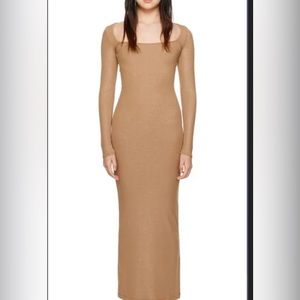 NEW SKIMS - Tan soft lounge shimmer, long sleeve, maxi dress.